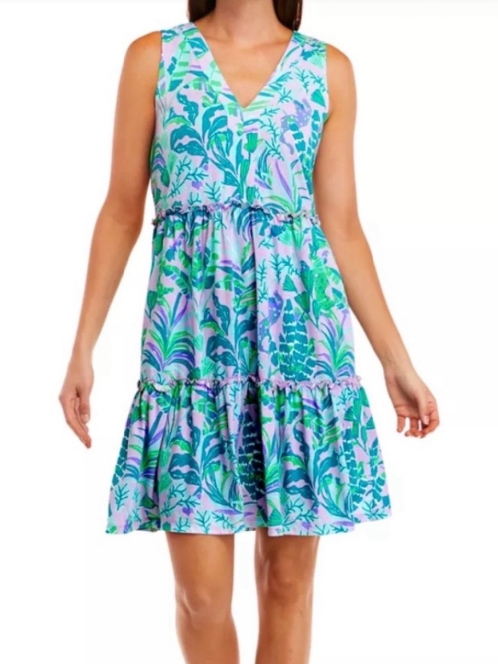 Lilly Pulitzer Lorina Swing Dress in a purple iris "on the chase" print